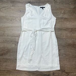 White House Black Market Dress Size 10 Sleeveless White Belted NEW with Tag